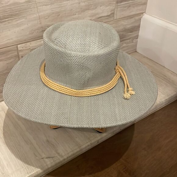 Anthropologie Light Gray Hat with Tan Band - Picture 6 of 12